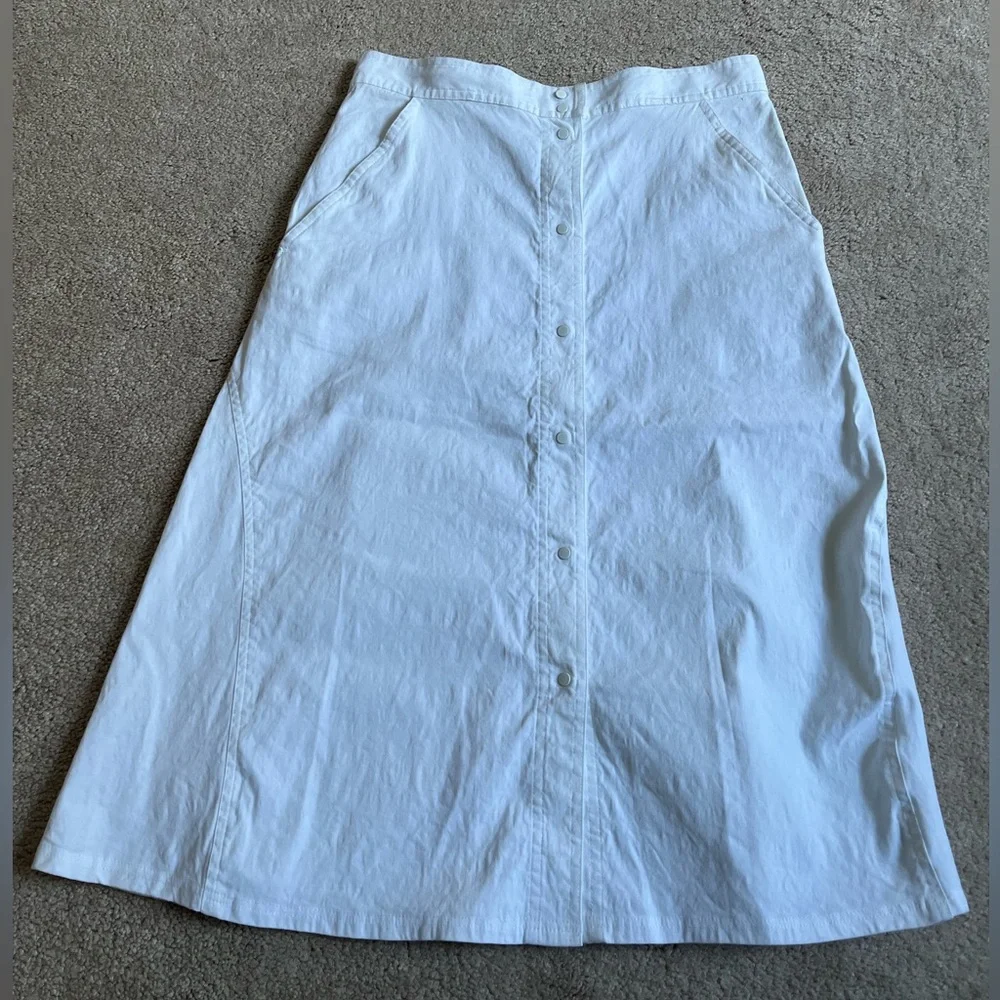 A.L.C. ALC White Linen Blend Snap Front Jayce Skirt Sz. 4 - Picture 2 of 6